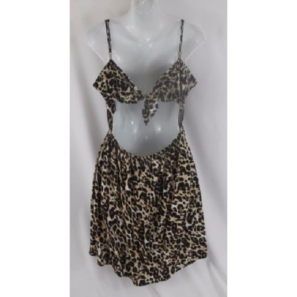 Wet Seal Cheetah Print Skater Dress Open Back M - Picture 5 of 7
